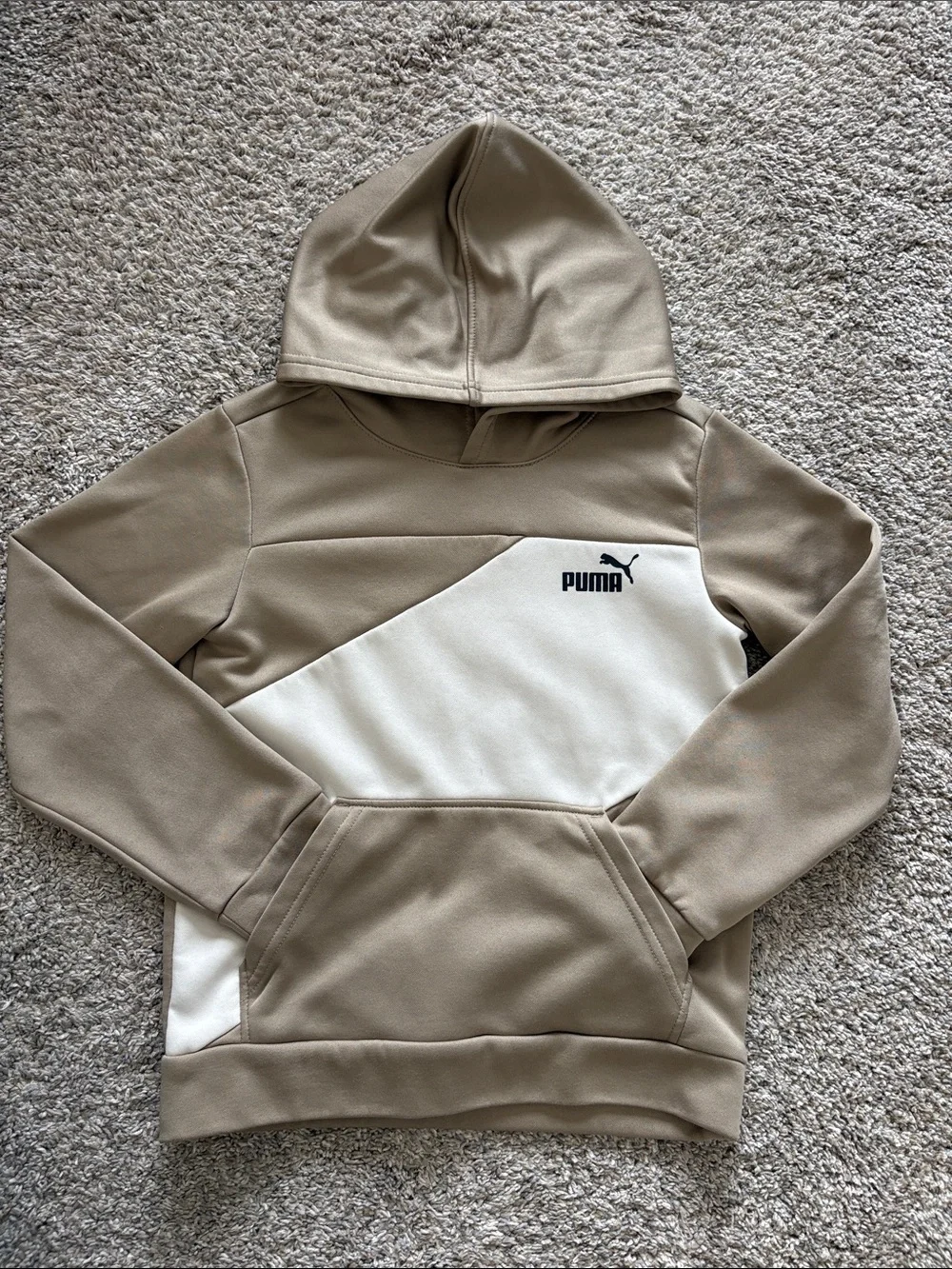 Puma Kids Beige and Cream Colorblock Joggers